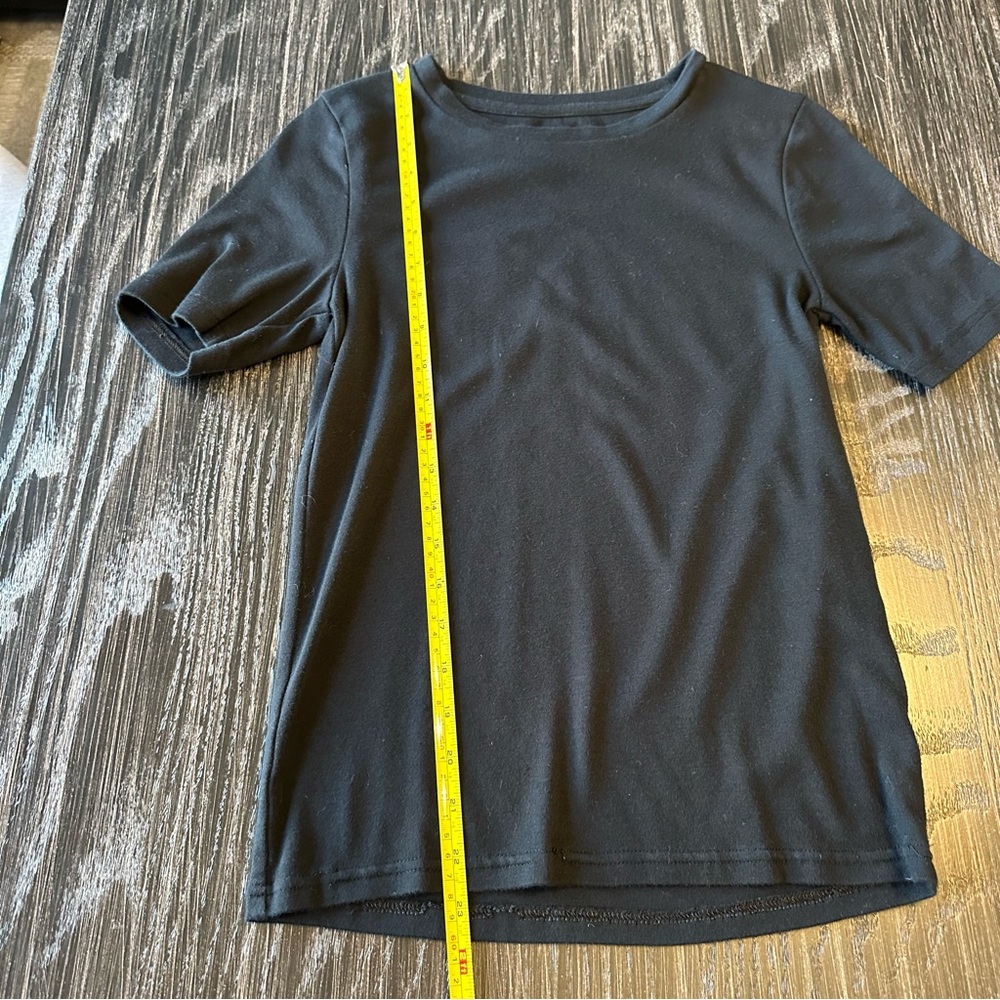 GAP Black 1/3 Sleeve Basic Stretch Soft High Neck Modern Tshirt Top, M - Picture 4 of 5